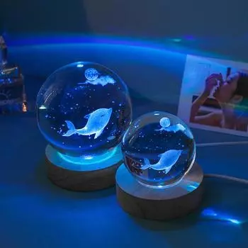 Хрустальный шар, ночники, USB 3D атмосферная лампа, светящаяся морская медуза, настольная ночная лампа, настольные украшения, подарки для детей, ночник Color Light Base