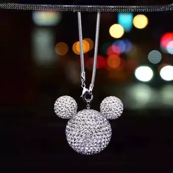 Хрустальный шар со стразами, автомобильный кулон, милый мультяшный зверь, блестящие автомобильные зеркала, подвесные аксессуары для девочек и женщин, украшение интерьера автомобиля