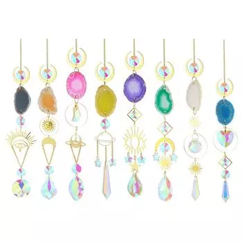 Хрустальный светильник-ловец, креативная шикарная подвеска с металлическими призмами для подарков друзьям семьи Pink