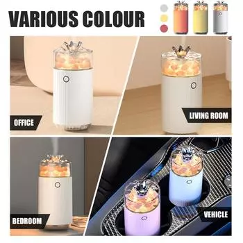 Хрустальный увлажнитель соляного камня, распыление увлажнителя с красочным светом и светодиодным ночным светом, крутой увлажнитель для настольной комнаты One Size розовый