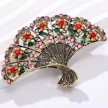 Хрустальный веер, брошь, винтажные броши со стразами золотого тона, свадебные украшения