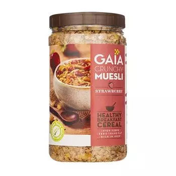 Хрустящие мюсли с Клубникой (1 кг), Crunchy Muesli Strawberry, Gaia