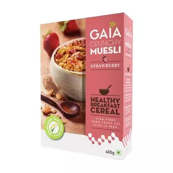 Хрустящие мюсли с Клубникой (400 г), Crunchy Muesli Strawberry, Gaia