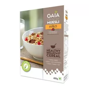 Хрустящие мюсли с Шоколадом и Клюквой (400 г), Crunchy Millet Muesli Chocolate & Cranberry, Gaia