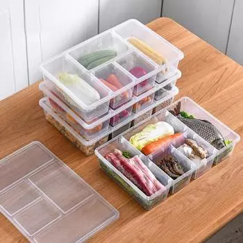 Хрустящий Многосекционный Классификация Хранение Прозрачный Пылезащитный Большая Емкость Коробка Для Закусок Контейнер Для Закусок Холодильник Еда Мясо Овощи розовый
