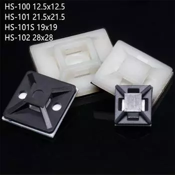 HS Самоклеящиеся основания для стяжек для кабелей Крепление на прочный клей для проводов Настенный держатель для автомобиля Крепление на сиденье Зажимы для присоски Положение присоски HS-100 12.5x12.5