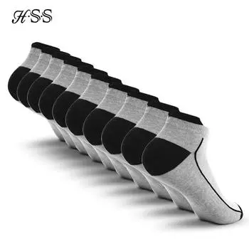 HSS 10 пар мужских носков из органического хлопка, вязаные сетчатые носки до щиколотки, летние дышащие быстросохнущие короткие носки для фитнеса для фитнеса для езды на велосипеде, большие размеры EU 38-43(US 5-9) серый/белый