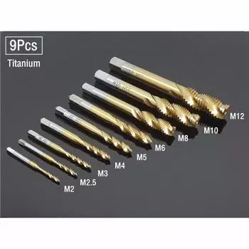 HSS 6542 Титановый метрический спиральный рифленый станок, сверло с метчиком M3-M8, спиральные остроконечные метчики, набор инструментов для нарезания резьбы