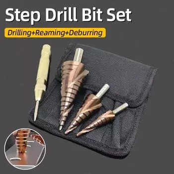 HSS M35 Кобальтовое ступенчатое сверло Спиральная канавка Шестигранный сверлильный инструмент из нержавеющей стали Broca Резак для металлических отверстий Деревянный конус Корончатое сверло