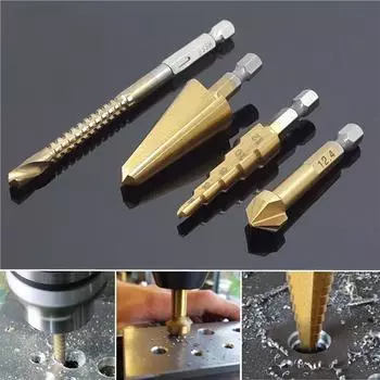 HSS титановое сверло с зенковкой, ступенчатое сверло, 4-12 мм, зонтик, фаска, пила, дрель, дерево, металл, конусное отверстие, резак, конусное сверло, инструмент