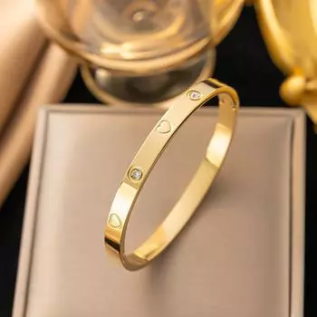 Htpwe Браслет Любви из Нержавеющей Стали для Женщин с Позолотой 18 Карат, Парный Праздничный Подарочный Браслет для Вечеринки, на Каждый День, с Цирконием