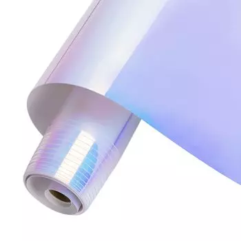 HTVRONT Лист для резки Радужный белый голографический лист Режущий уплотнитель Лист для резки Чашка для автомобиля Водонепроницаемый Всепогодный Приблизительно. 152*30 см В помещении/На улице
