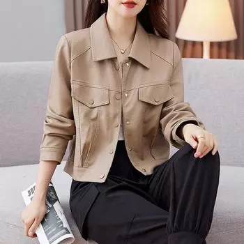 Hua Ge Di Qing куртка из натуральной кожи женская короткая весна и осень новая овчина ретро мода тонкая куртка из натуральной кожи S