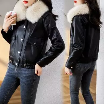 Hua Ge Di Qing Натуральная кожаная куртка женская зимняя новая стильная плюшевая меховая цельная женская овчинная куртка M