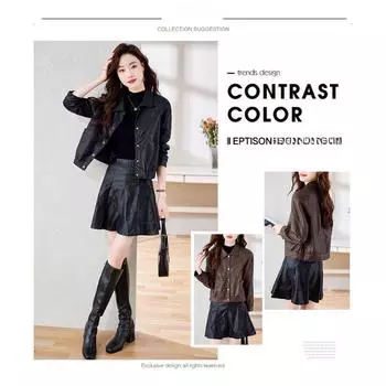 Hua Ge Di Qing Весенняя новая женская куртка из овечьей кожи, короткая мотоциклетная куртка из натуральной кожи, женская куртка S