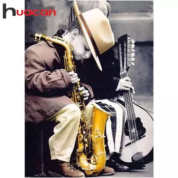 HUACAN 3D Алмазная вышивка Картина Вышивка крестиком Круглый горный хрусталь Картина Маленький мальчик Full square 25*30 cm