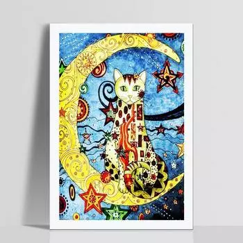 Huacan 40*30 см лунный кот 5D алмазная живопись горный хрусталь домашний декор 30*40 cm