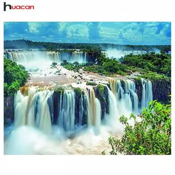 HUACAN 5D Алмазная картина Пейзаж Полный круглый Алмазная вышивка Горный хрусталь Мозаика 20*30 cm