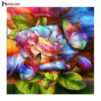 Huacan 5D Алмазная вышивка Цветы Алмазная мозаика Кристалл Полный квадратный домашний декоративный 20*20 cm