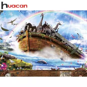 HUACAN 5D Алмазная вышивка мультфильм животные вышивка крестиком DIY алмазная живопись полный алмазный пейзаж стразы домашний декор подарок Full square 25*30 cm