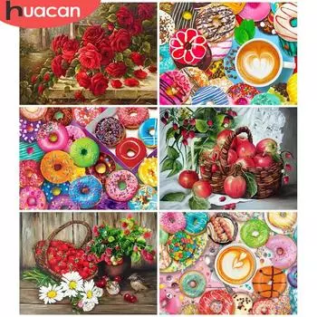 HUACAN 5D Алмазная вышивка яблоко фрукты алмазная живопись цветок ромашка Алмазная мозаика пончик изображение горный хрусталь домашний декор Full Square 20*30 cm