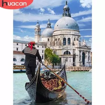 HUACAN 5D алмазная вышивка Венеция водный город набор стразов полная дрель квадратная алмазная живопись пейзаж ремесленный комплект домашний декор Full Square 20*30 cm