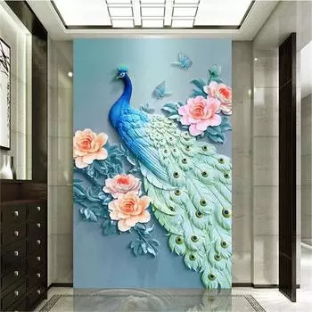 Huacan 5D алмазная живопись павлин полная круглая алмазная вышивка павлин Алмазная мозаика животные фотографии стразы 45*60 CM