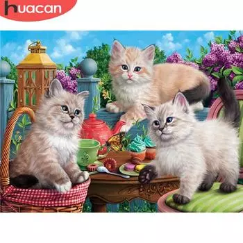 HUACAN 5d алмазная живопись полная дрель квадратный кот изображение горный хрусталь Алмазная вышивка животное Алмазная мозаика подарок ручной работы Full Square 20*30 cm