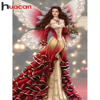 Huacan 5D DIY Алмазная картина Бабочка Фея 3D Вышивка Крестом 5D Декор Full round 25*30 cm
