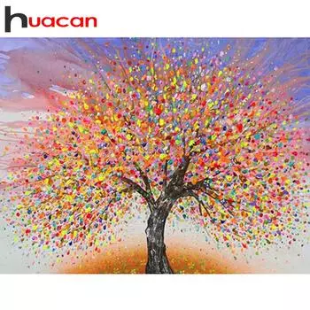 HUACAN 5D Diy Алмазная картина Цветные деревья Вышивка Стразы Алмазная мозаика Настенный декор Full square 25*30 cm