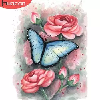 HUACAN 5D DIY Алмазная картина Цветок Полный квадратный/круглый Алмазная вышивка Животное Бабочка Мозаика Подарок ручной работы Full Square 20*30 cm