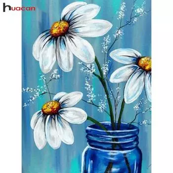HUACAN 5D DIY Алмазная картина Цветы Полный дрель Квадратный домашний декор Картина Мозаика из горного хрусталя 20*25 cm