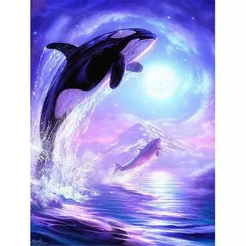 HUACAN 5D DIY Алмазная картина Кит Животные Вышивка крестом Мозаика Набор Рукоделие 30*40 cm