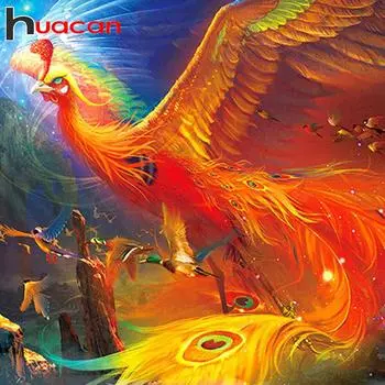 Huacan 5D DIY Алмазная картина «Красный Феникс» полная круглая алмазная вышивка животные мозаика украшение дома Full Round 20*20 cm