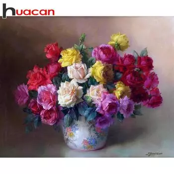 HUACAN 5D DIY Алмазная картина Красочная роза Вышивка крестом Наборы стразов Full square 25*30 cm