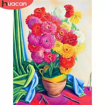 HUACAN 5D DIY Алмазная картина Новая коллекция 2022 Георгин Алмазная вышивка Цветочная мозаика Наборы для вышивки крестом Домашнее украшение Full Square 20*30 cm