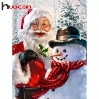 Huacan 5D Diy Алмазная картина Рождественская вышивка крестиком полная квадратная/круглая дрель картина со стразами Алмазная мозаика Санта-Клаус Full Round 20*30 cm