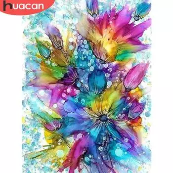 HUACAN 5D DIY алмазная живопись абстрактный цветок полная квадратная круглая картина стразы Алмазная мозаика Мандала домашний декор Full Square 20*30 cm