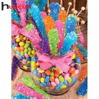 HUACAN 5D DIY алмазная живопись цветные конфеты полный круговой алмаз из страз вышивка крестиком Наклейка на стену домашний декор Full Square 20*30 cm