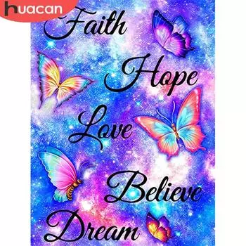 HUACAN 5D DIY комплект алмазной живописи бабочкой полный квадрат Новое поступление вышивка животных мозаика текст искусство и ремесла для взрослых Full Square 20*30 cm