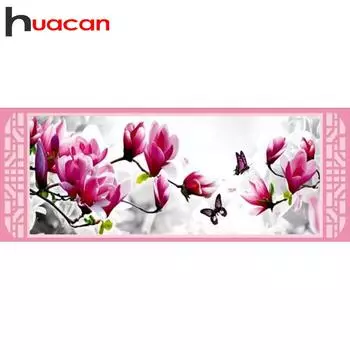 Huacan 5D DIY Круглая Алмазная картина Большие цветы Вышивка Крестом Ремесло Стежок Домашний декор 40*100 CM