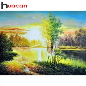 HUACAN 5D DIY Полный дрель Алмазная картина Пейзаж Деревья Вышивка крестиком Мозаика Full square 25*30 cm