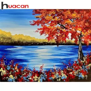 HUACAN 5D DIY Полный дрель Алмазная картина Пейзаж Деревья Вышивка крестиком Мозаика Full square 25*30 cm