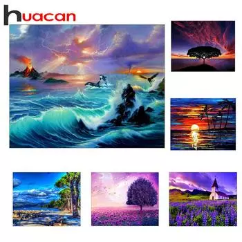 Huacan 5D DIY Полный дрель Алмазная картина Пейзаж Вышивка Крестом Главная Декор стены 30*40 CM