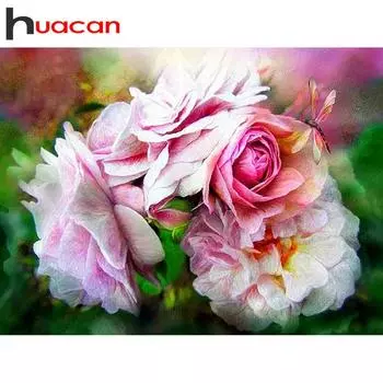Huacan 5D полная квадратная Алмазная вышивка крестиком цветок Алмазная мозаика растение стразы 20*30 cm