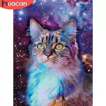 HUACAN 5D полная квадратная алмазная живопись кошка ремесленная Алмазная вышивка животное Алмазная мозаика искусство горный хрусталь украшение дома Full Square 20*30 cm