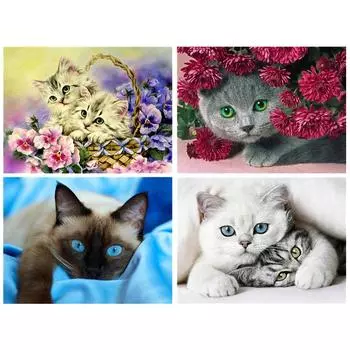 Huacan Алмазная картина Алмазная вышивка 5d diy полностью квадратные животные кошка-алмазная мозаика 20*25 cm