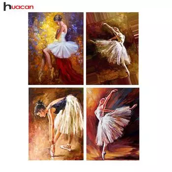 Huacan Алмазная картина Балерина Алмазная вышивка Балетная картина Горный хрусталь Домашний декор 20*30 cm