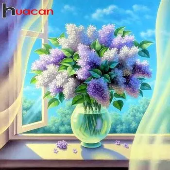 Huacan Алмазная картина Цветок 5d Полный квадрат Алмазная мозаика Живописная картина из стразов 20*20 cm