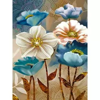 HuaCan Алмазная картина DIY Набор Цветы Картина Полный круглый дрель Мозаика Цветочные картины Вышивка Домашний декор 15x20cm